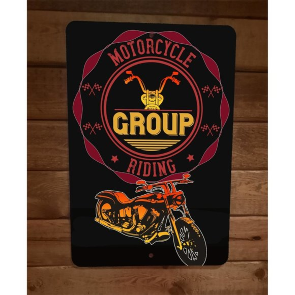 Motorcycle Group Riding 8x12 Metal Wall Sign Garage Poster